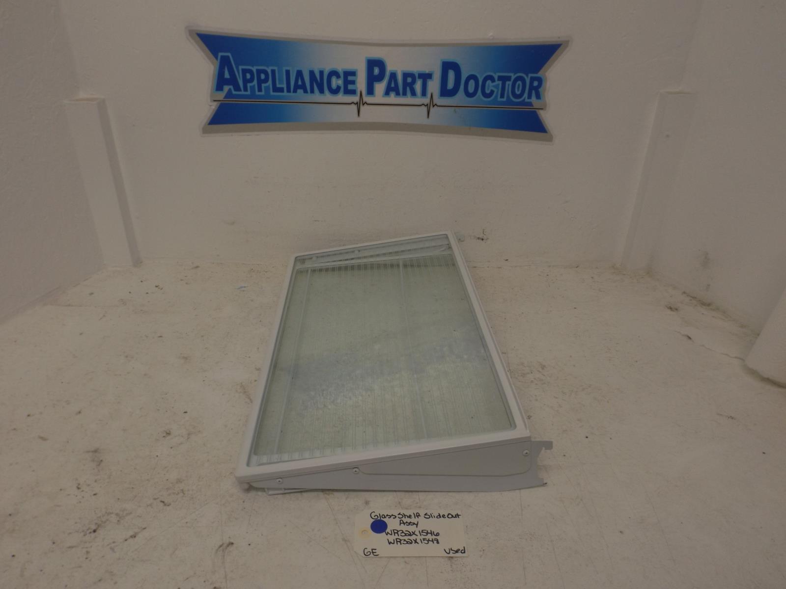 GE Refrigerator WR32X1546 WR32X1548 Glass Shelf Slide Out Assy Used GE Refrigerator WR32X1546 WR32X1548 Glass Shelf Slide Out Assy Used